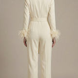 tuta smoking con piume manica AD11033 BURRO MARICLA 