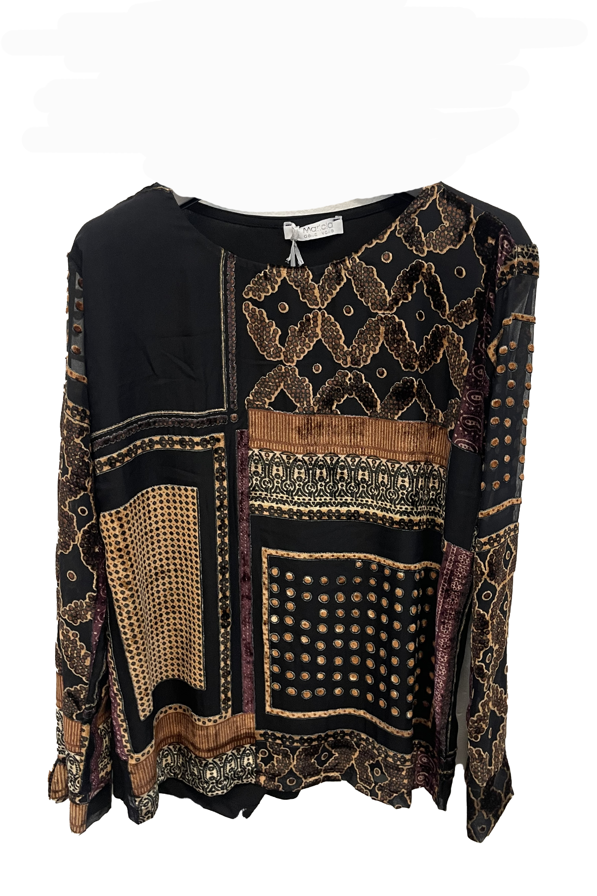 Maglia a fantasia patchwork CARS08169 NERO MARICLA 