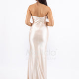 abito lungo con paiette laterali LC35370 CHAMPAGNE MARICLA ELEGANCE 