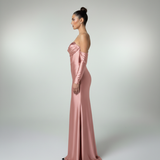 Abito lungo con spacco e maniche staccabili HC9670 ROSA MARICLA ELEGANCE 