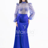 Abito sirena con corpetto ricamato e drappeggio al lato FP512352 ROYAL MARICLA ELEGANCE 