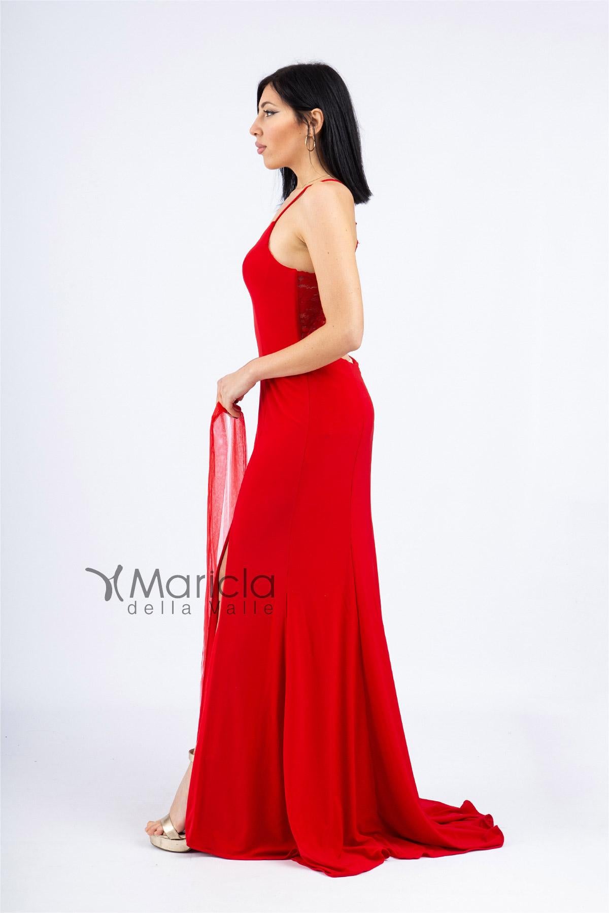 Abito lungo con pizzo JC34346 ROSSO MARICLA ELEGANCE 
