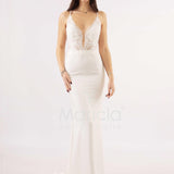abito sirena corpetto ricamato ANT20412XJ BIANCO ANTILLE ELEGANCE 
