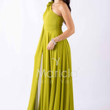 abito lungo fiore chiffon FI7401 LIME MARICLA ELEGANCE 