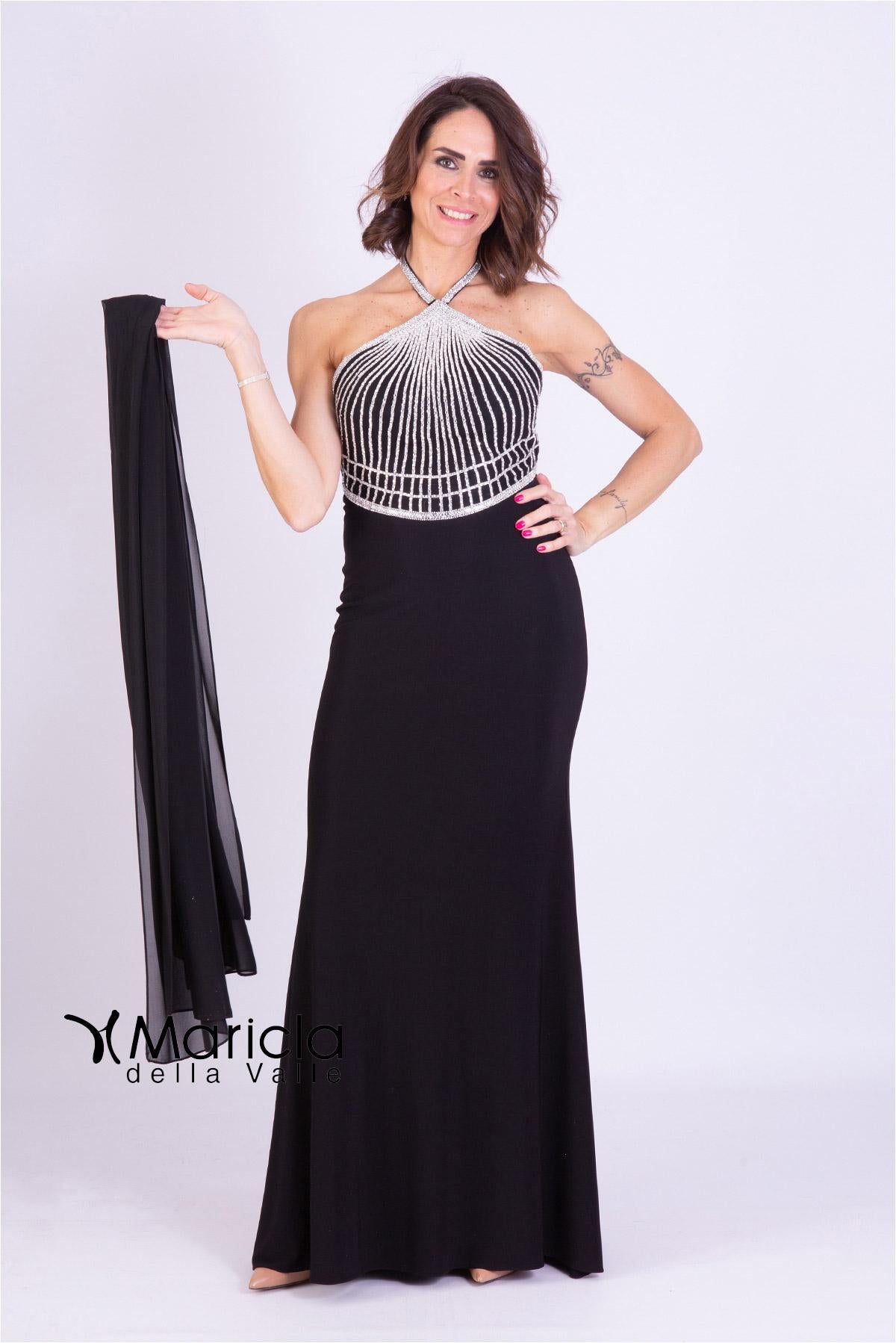 Abito lungo strass JC34119 NERO MARICLA ELEGANCE 