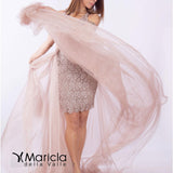 macramè con toulle CAN8053 VISONE MARICLA ELEGANCE 