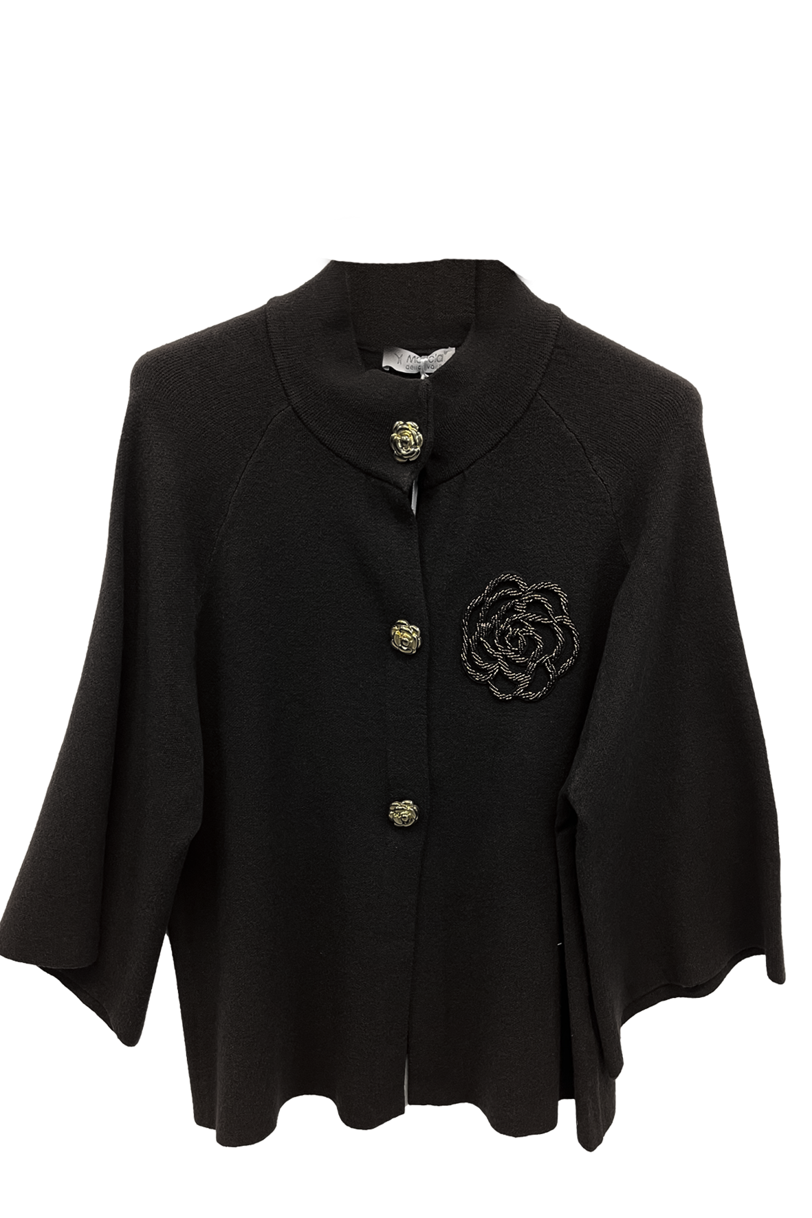 giacca mantellina fiore A26IMP1385 NERO MARICLA 