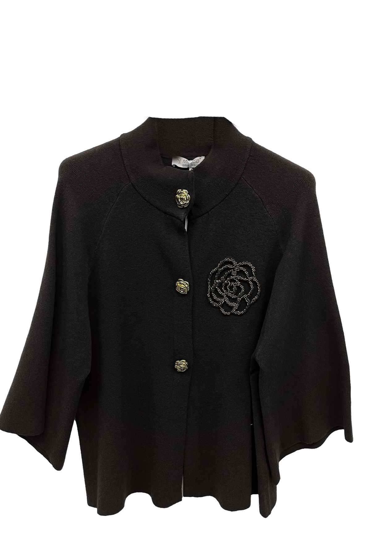 giacca mantellina fiore A26IMP1385 NERO MARICLA 