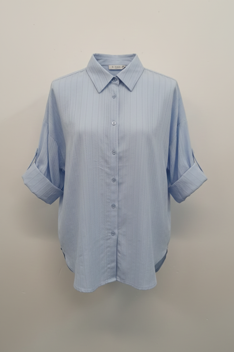 camicia pizzo LIN423 CELESTE MARICLA 