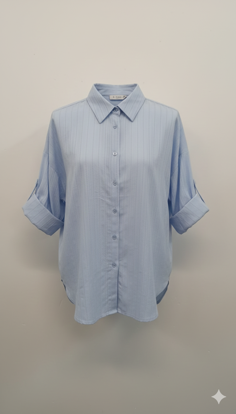 camicia pizzo LIN423 CELESTE MARICLA 