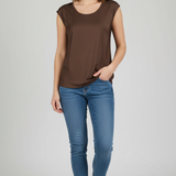 Top Elegante in Satin a Taglio Vivo LES1432 MORO MARICLA 