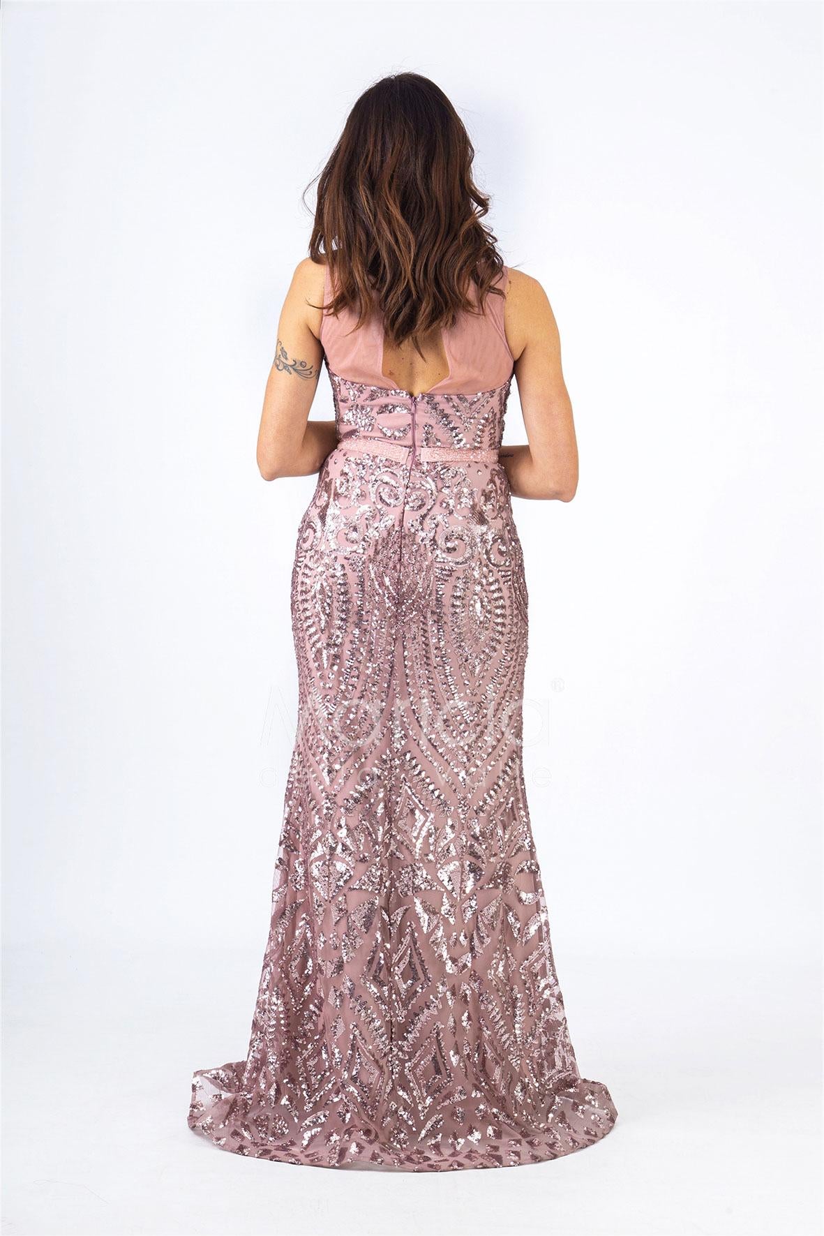 lungo paiette sirena RG4239 ROSA GIGLI CERIMONIA 