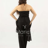 tuta con baschina e dettaglio strass SH906TU NERO SHARON 