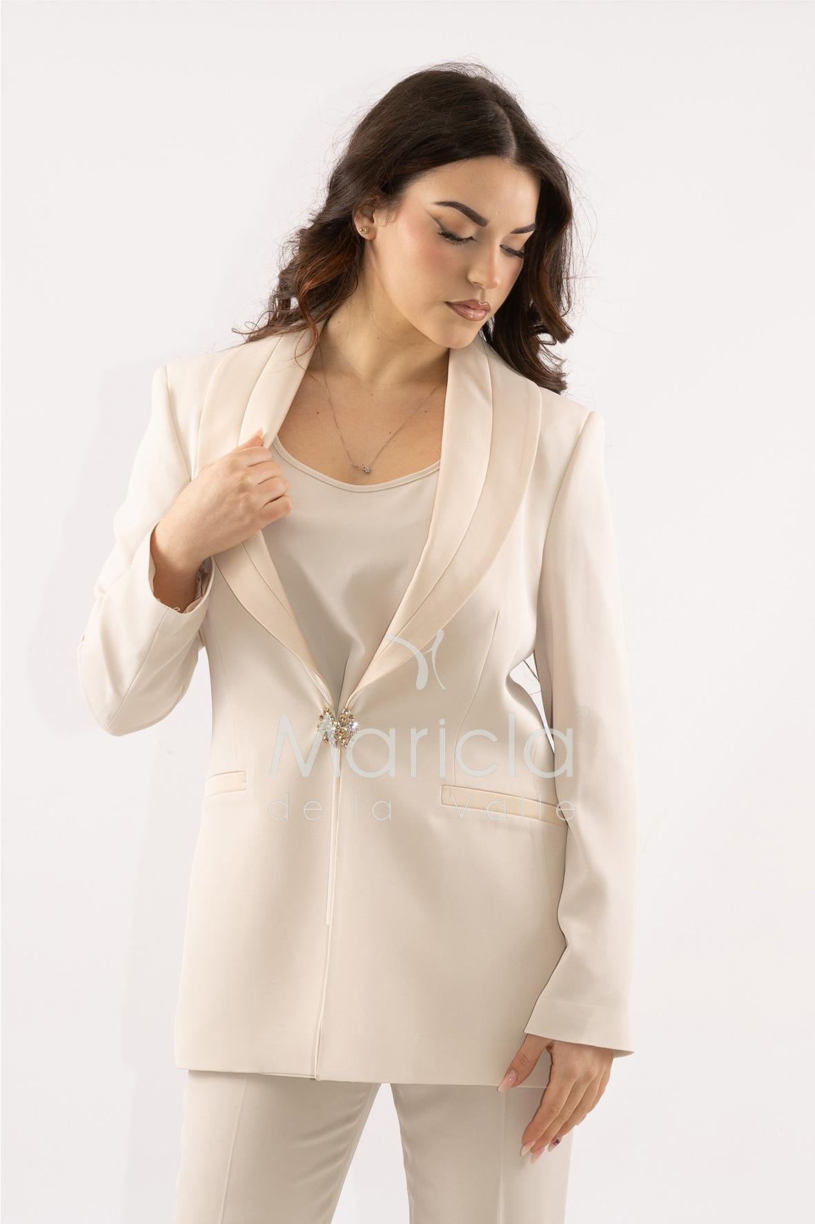 Tailleur smoking Completo 3 pezzi SH726TP CREMA SHARON 
