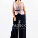 tuta con baschina e strass SH611 BLU SHARON 