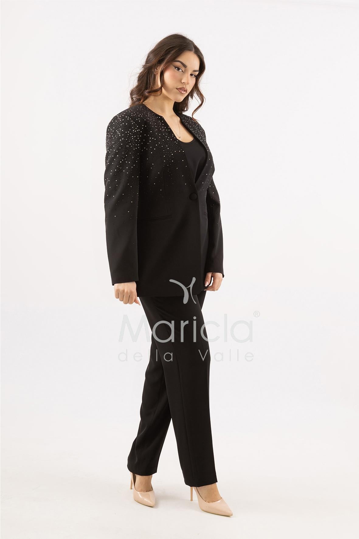Tailleur Completo 3 pezzi in strass SH728TP NERO SHARON 