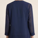 completo 3 pz top ricamo SH641TP BLU SHARON 