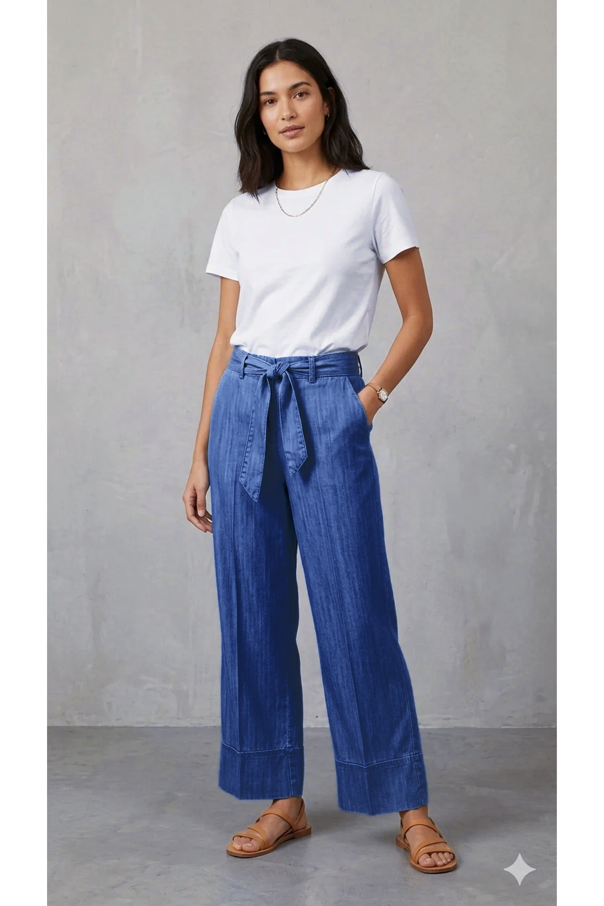 pantalone palazzo jeans cintura MS3090SC SCURO MARICLA 