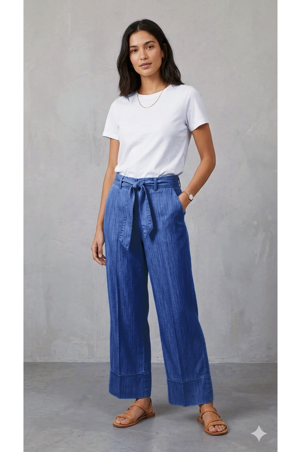 pantalone palazzo jeans cintura MS3090SC SCURO MARICLA 