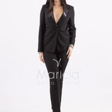 Tailleur con collo in paillettes ROMI3864 NERO MARICLA 