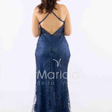 abito lungo intrecciato dietro FI7522 BLU MARICLA ELEGANCE 