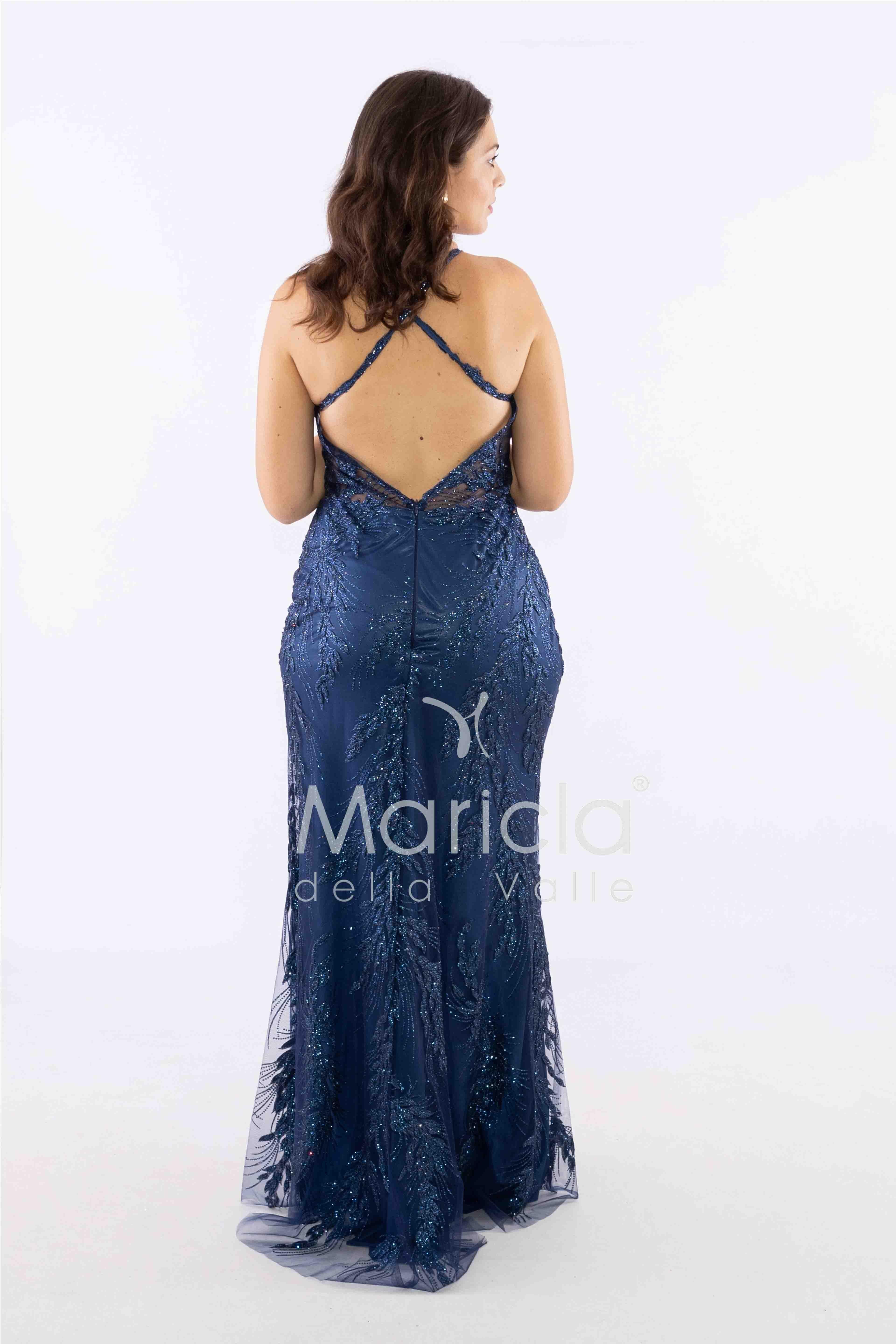 abito lungo intrecciato dietro FI7522 BLU MARICLA ELEGANCE 