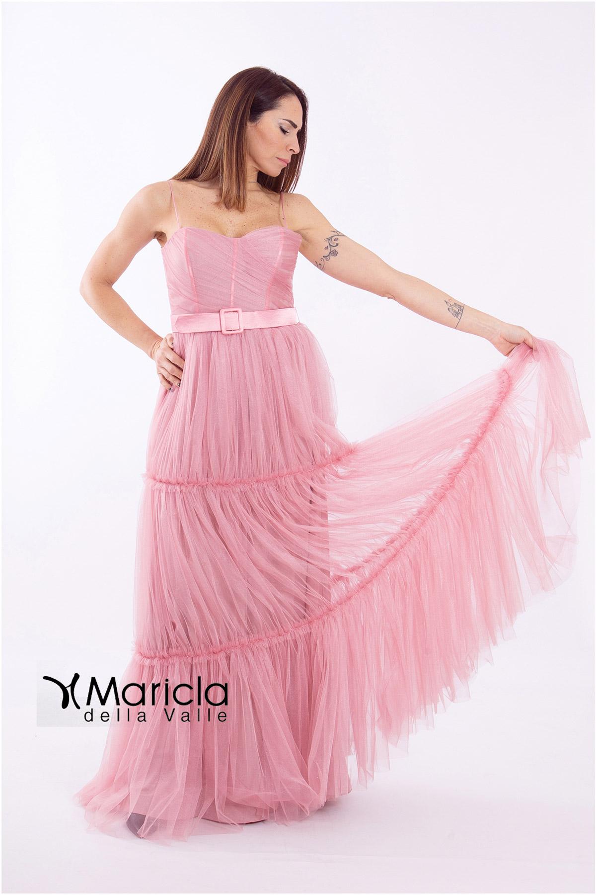 lungo toulle c/cintura AR3095 ROSA MARICLA ELEGANCE 
