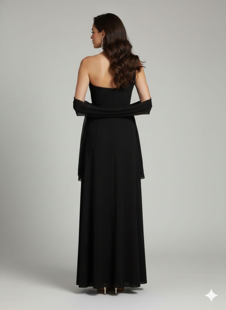 abito monospalla con pietrine LH206AL NERO LUDOVICA HASSLER 