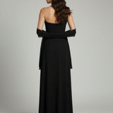 abito monospalla con pietrine LH206AL NERO LUDOVICA HASSLER 