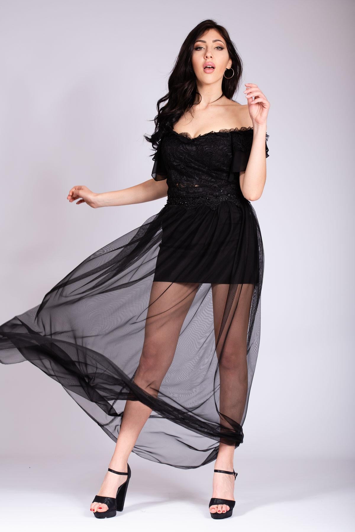 Gonnellone con pantaloncino e corpetto CRI33778 NERO MARICLA ELEGANCE 