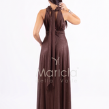 abito lungo scollo america glitter FI6646 MORO MARICLA ELEGANCE 