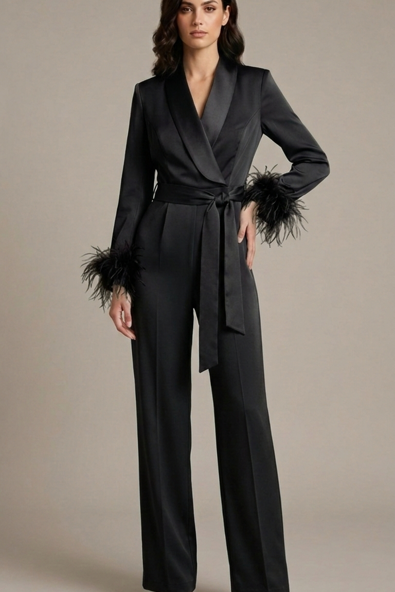 tuta smoking con piume manica AD11033 NERO MARICLA 