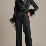 tuta smoking con piume manica AD11033 NERO MARICLA 