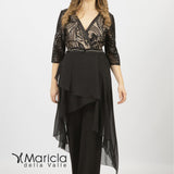 Tuta con pailette e manica 3/4 LH203 NERO/ORO LUDOVICA HASSLER 