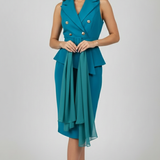 Abito Midi Sartoriale a Doppiopetto SH510AC PETROLIO SHARON 