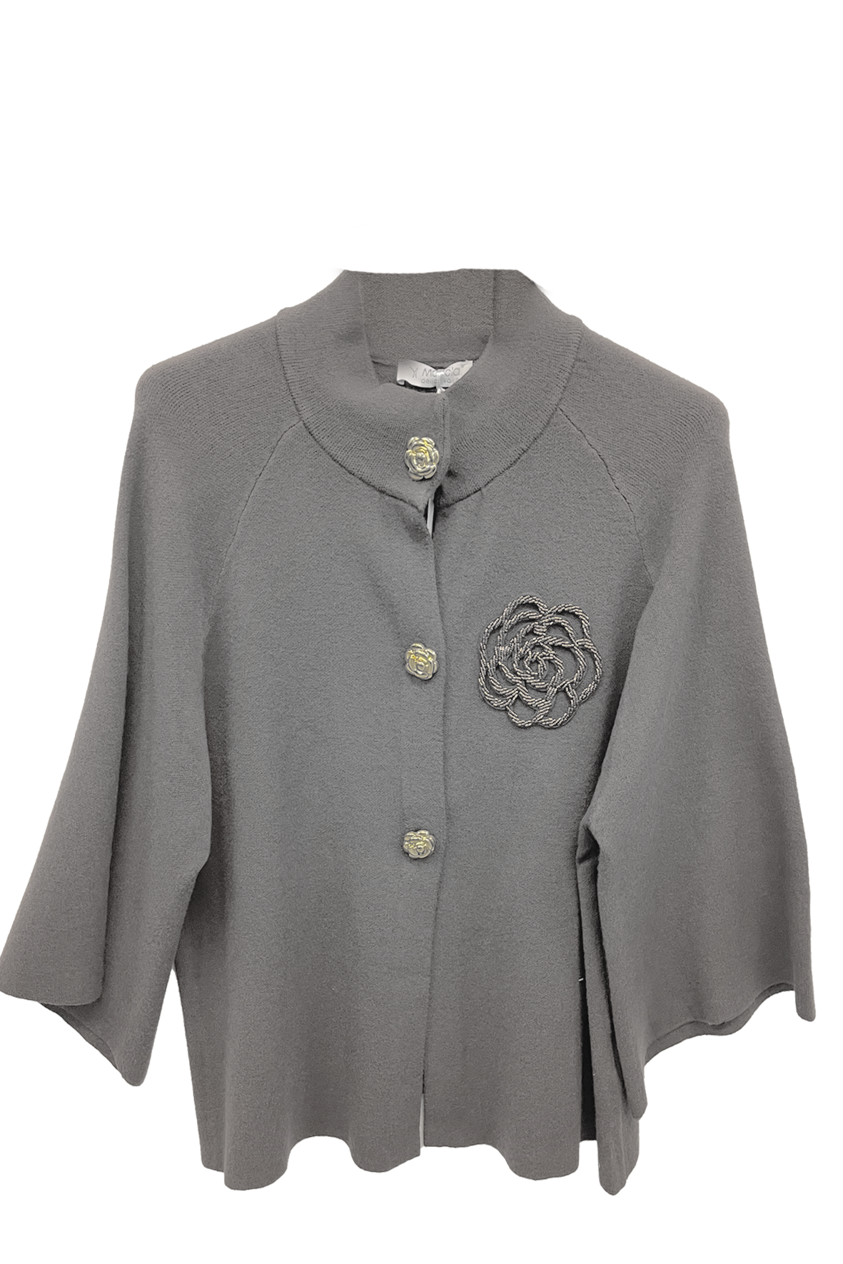 giacca mantellina fiore A26IMP1385 GRIGIO MARICLA 