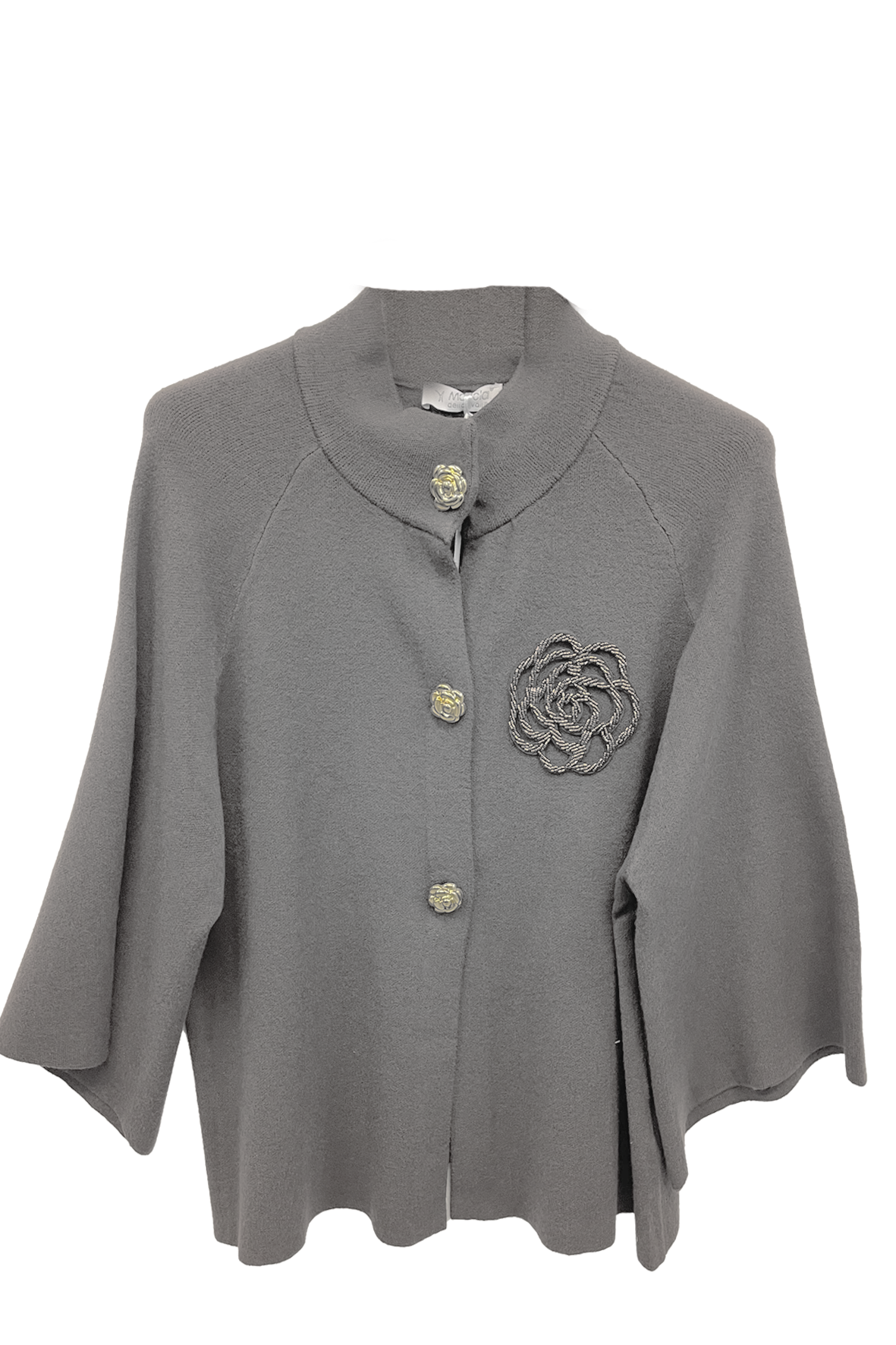 giacca mantellina fiore A26IMP1385 GRIGIO MARICLA 