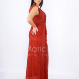 abito con rouche JC34896 ROSSO MARICLA ELEGANCE 