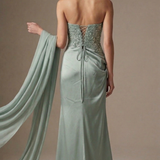 abito lungo con corpetto paiette CAR58539 MENTA MARICLA ELEGANCE 