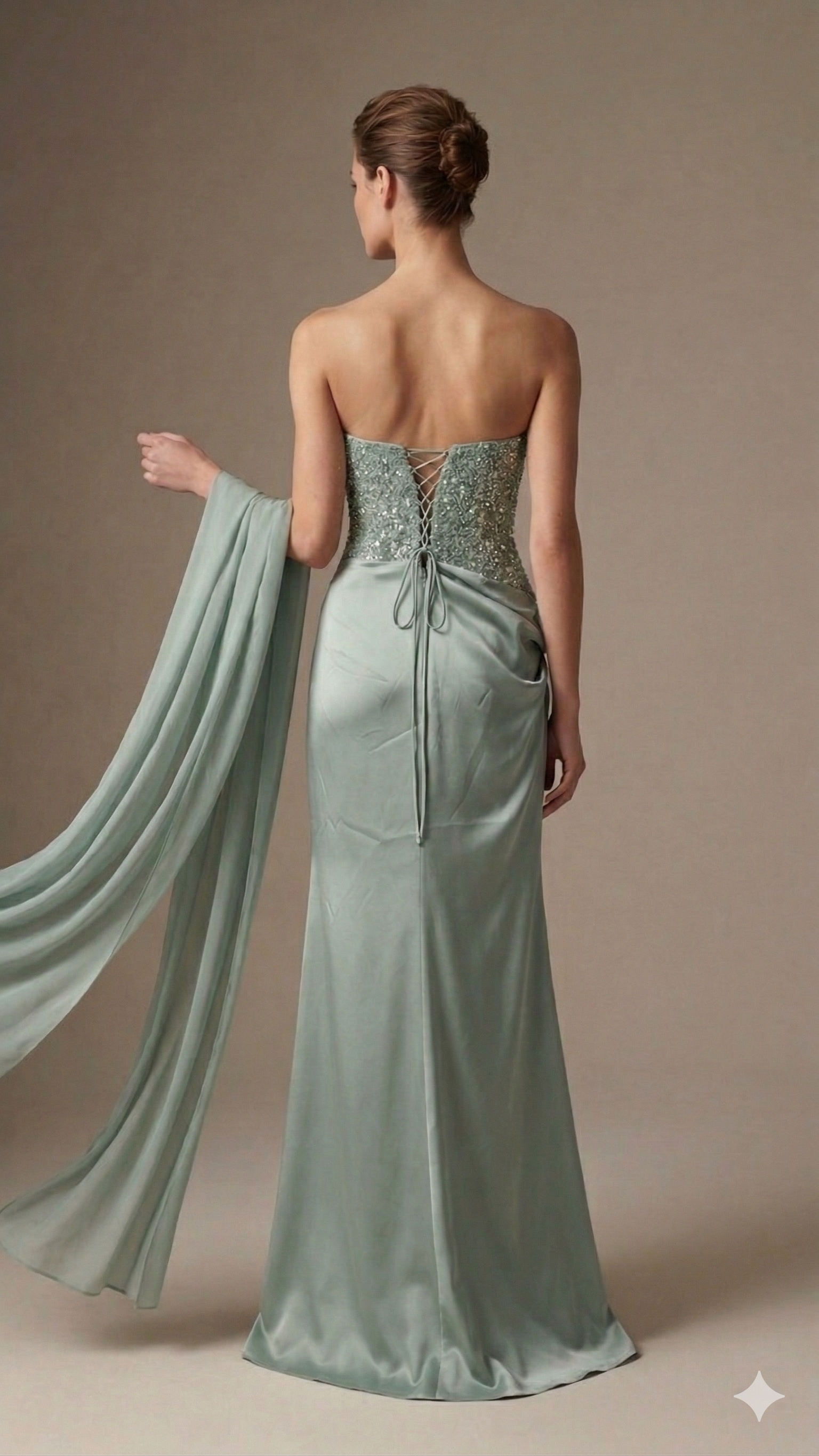 abito lungo con corpetto paiette CAR58539 MENTA MARICLA ELEGANCE 