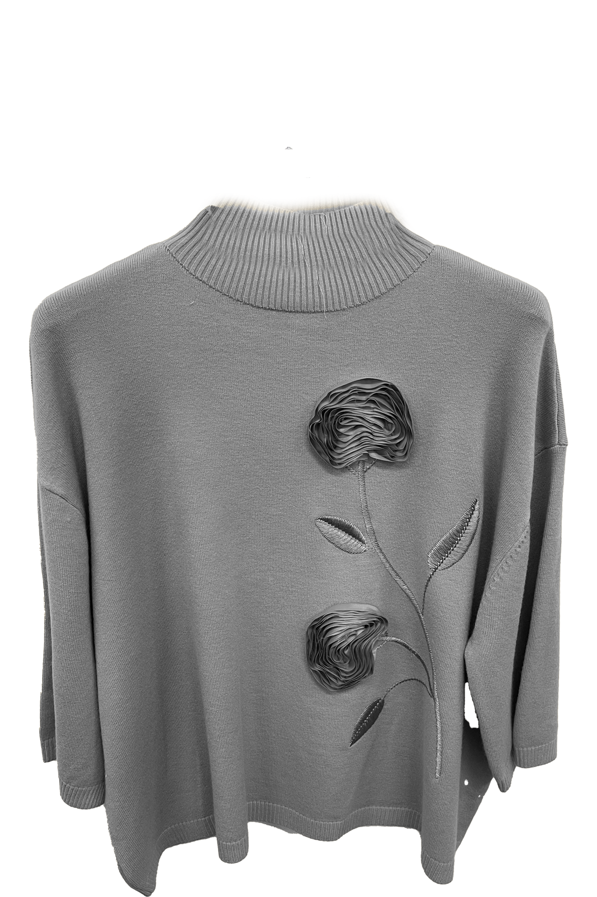 maglia vulcano con fiore A26IMP1763 GRIGIO MARICLA 