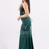 abito sirena corpetto ricamato ANT20412XJ VERDE ANTILLE ELEGANCE 