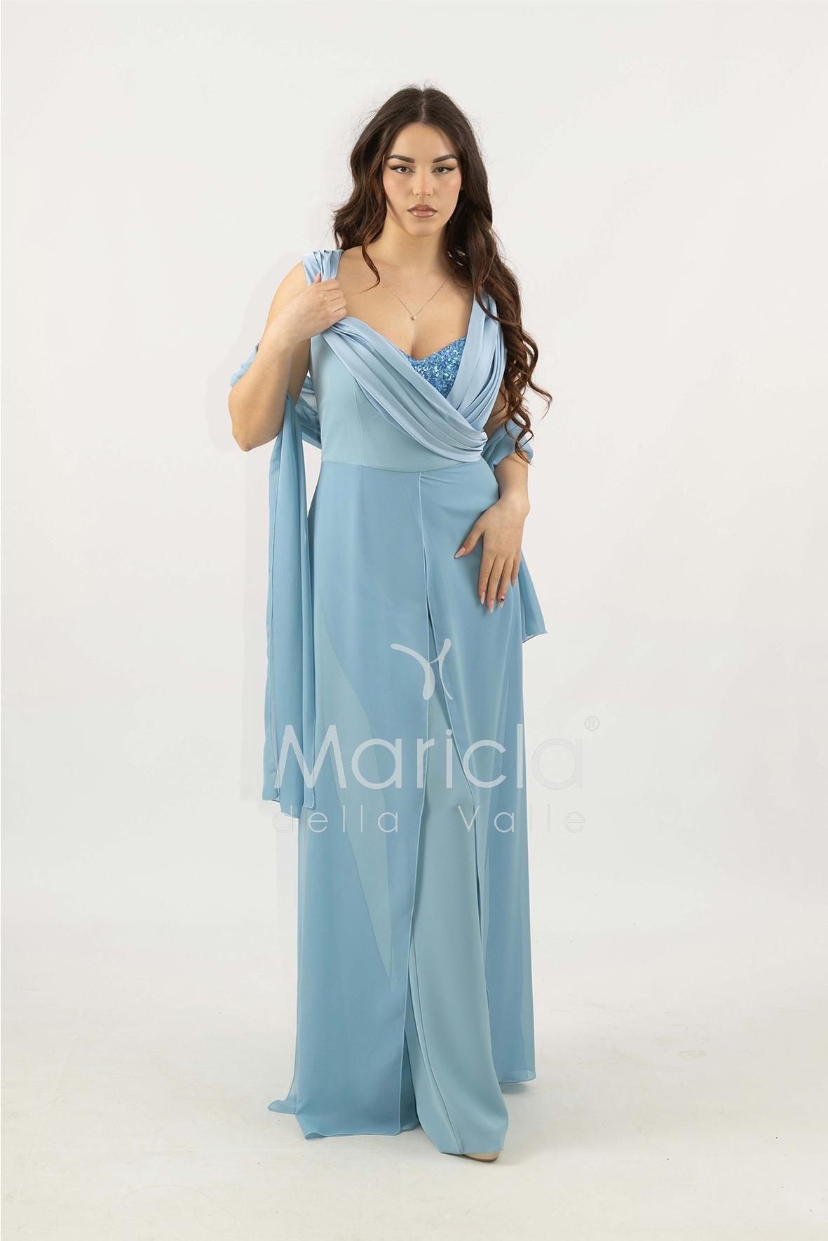 tuta con scollo paiette SH910TU POLVERE SHARON 