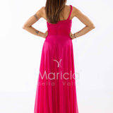 abito monospalla glitter FI7015 FUCSIA MARICLA ELEGANCE 