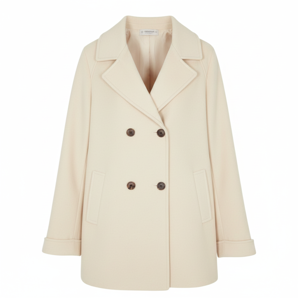 cappotto medio doppio petto con martingana ROMI2740 PANNA MARICLA 