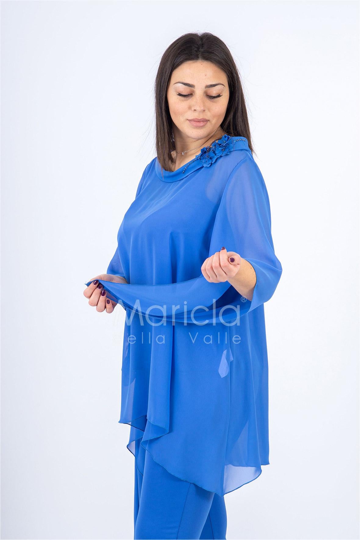 con casacca anello+fiore PF411 INDACO PAOLA FORTI 