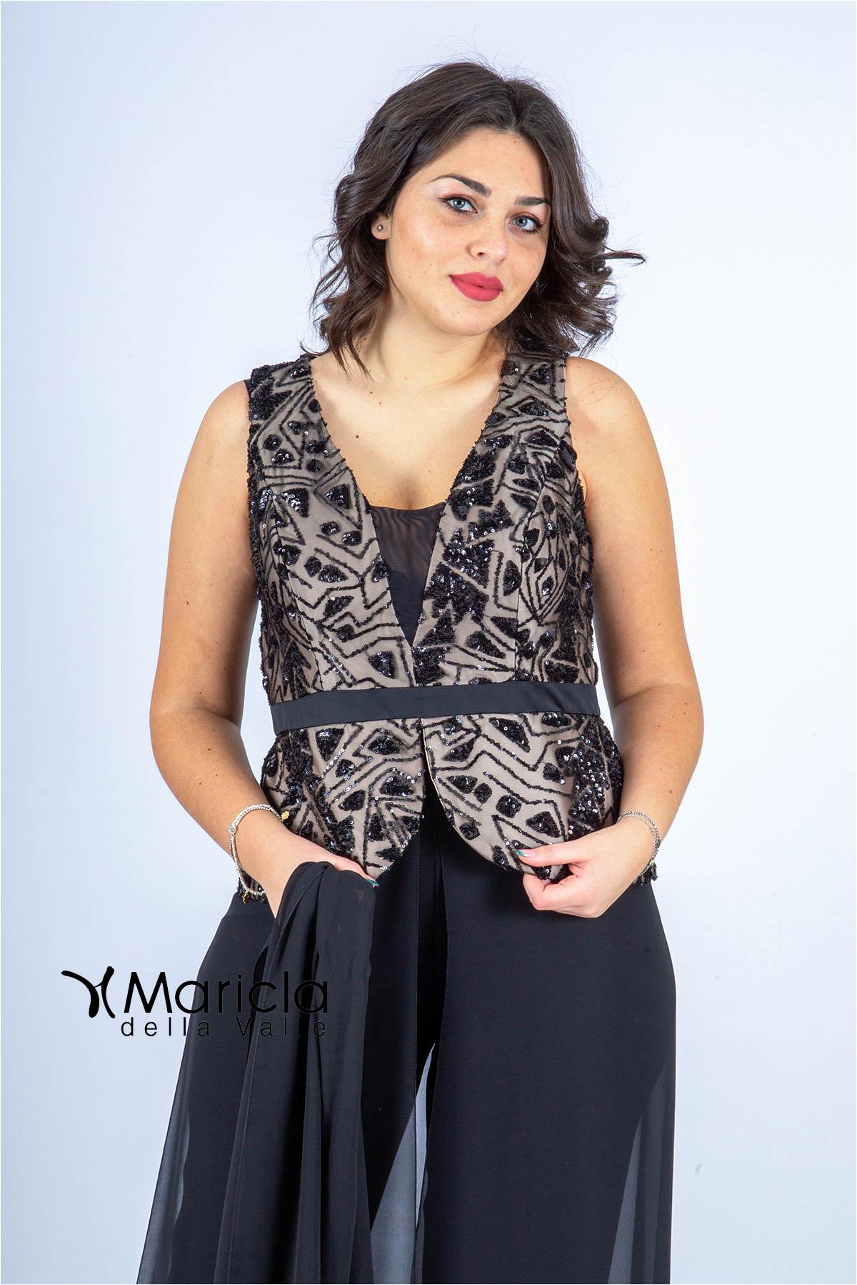 con baschina paiette PF101/22 NERO PAOLA FORTI 