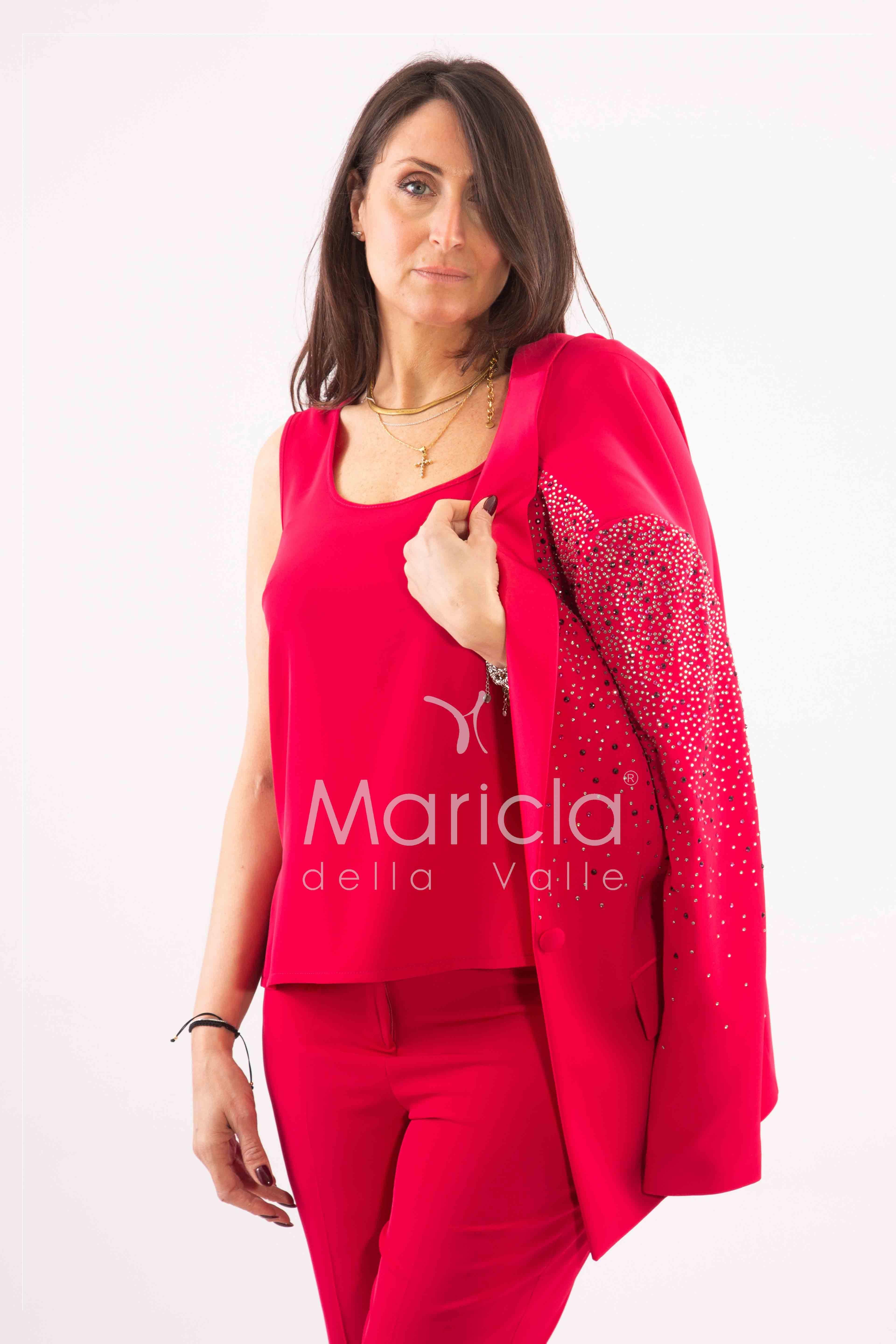 Tailleur con pioggia di strass Completo 3 pezzi SH409 FUCSIA SHARON 