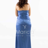abito con fiore arricciato CAR58366 INDACO MARICLA ELEGANCE 