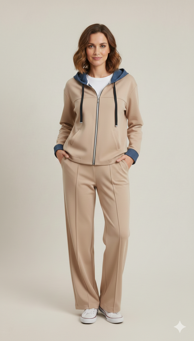 Completo Jogging Chic in Interlock  Eleganza Sportiva e Comfort Premium ANEMONE BEIGE MARICLA 